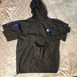 champion black windbreaker | size small